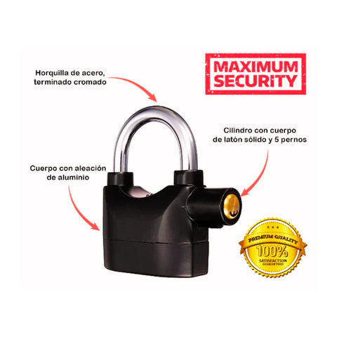 Image of CANDADO CON ALARMA ( MOTO , BICICLETA, CASA Y NEGOCIO )