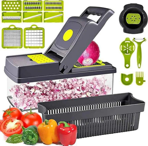 Image of CORTADOR Y RAYADOR DE VERDURAS Y FRUTAS MULTIFUNCIONAL 14 EN 1