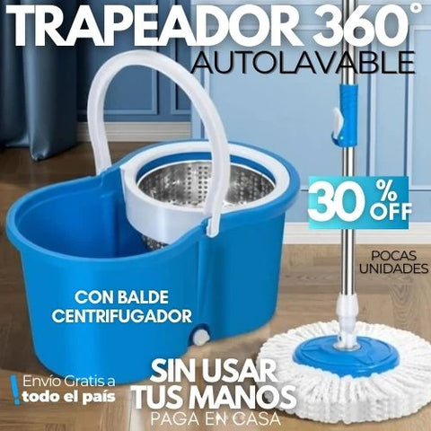 Image of TRAPEADOR GIRATORIO 360 CON BALDE ESCURRIDOR MAGIC MOP